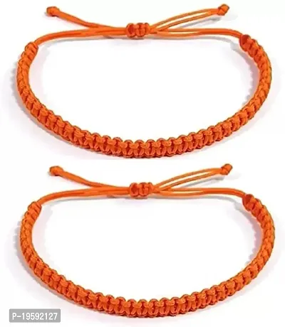 MANMORA Silk Thread Plain Bracelet Pack of 2 for Girls | Boys | Men | Women (orange bracelet pack of 2)