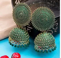 MANMORA Traditional Pack of 2Jhumki Earring For Women | Girls Ethnic Bridal Wedding Indian Pearl Hangings Meena Kari Jhumka Earring Jewellery for Women/Girls (Green) And (Maroon)-thumb2