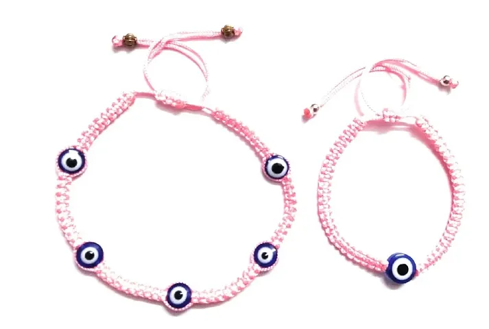 MANMORA Silk Thread combo of 2 Evil Eye Anklet and Bracelet Bracelet for Girls | Boys | Men | Women Pack of 2