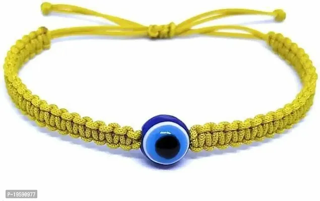 MANMORA Yellow thread blue evil eye bracelet for girls| boys| men | women