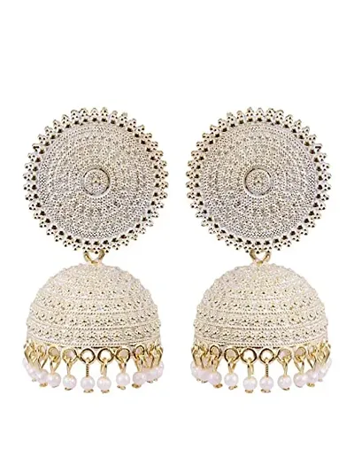 Shritesh Jhumki Earrings for Women- Traditional Bollywood Ethnic Bridal Wedding Indian Pearl Hangings Meenakari jhumka Jewellery for Women/Girls (Lime Green-Gold)