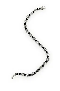 MANMORA new trendy artificial silver shaded turtle with black beads single leg chain Anklet| payal |Good luck| Anklet For Teenager| Girls|Women|Adjustable,Free Size [Single Piece]-thumb1