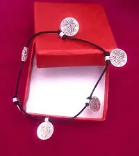 MANMORA Trendy Black Thread With Silver shaded Coin beads Hanging Anklet_Silk Dori payal For Girls| Women| Teenager-thumb2