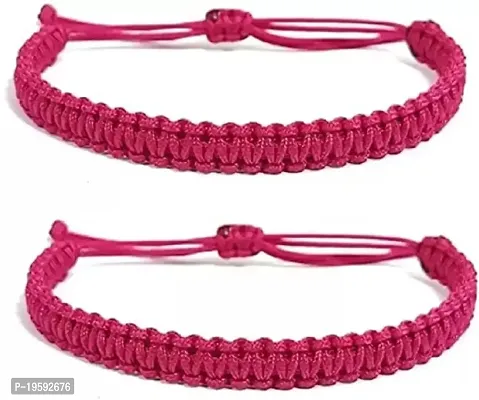 MANMORA Silk Thread Plain Bracelet Pack of 2 for Girls | Boys | Men | Women (pink bracelet pack of 2)