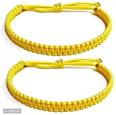 MANMORA Silk Thread Plain Bracelet Pack of 2 for Girls | Boys | Men | Women (yellow bracelet pack of 2)