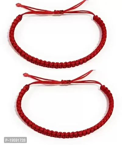 MANMORA Silk Thread Plain Bracelet Pack of 2 for Girls | Boys | Men | Women (red bracelet pack of 2)