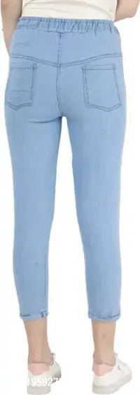 Genric MANMORA Women's Relaxed Fit Denim Jogger Light Blue Jeans-thumb2