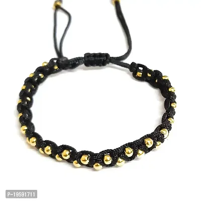 MANMORA Black thread with golden shaded beads bracelet for girls | boys | men | women