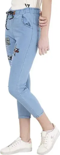Genric MANMORA Women's Relaxed Fit Denim Jogger Light Blue Jeans-thumb3