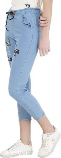 Genric MANMORA Women's Relaxed Fit Denim Jogger Light Blue Jeans-thumb4