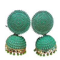 MANMORA Traditional Jhumki With 2 Color Combo Earring For Women | Girls Ethnic Bridal Wedding Indian Pearl Hangings Meena Kari Jhumka Earring Jewellery for Women/Girls (Sea Green) and (Green) (Combo C)-thumb1