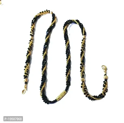 MANMORA Traditional Jewelry Stylish Black And Golden Pearl Snake Chain Mangalsutra With Golden Shaded Peacock Design Artificial Pendent For Women | Newly Married Women-thumb3