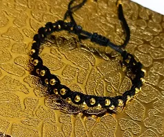 MANMORA Black thread with golden shaded beads bracelet for girls | boys | men | women-thumb3