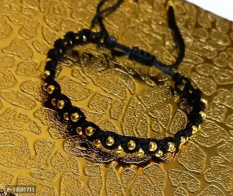 MANMORA Black thread with golden shaded beads bracelet for girls | boys | men | women-thumb4