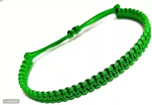 MANMORA Silk Thread Plain Bracelet Pack of 2 for Girls | Boys | Men | Women (green bracelet pack of 2)-thumb2