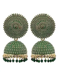 MANMORA Traditional Jhumki With 2 Color Combo Earring For Women | Girls Ethnic Bridal Wedding Indian Pearl Hangings Meena Kari Jhumka Earring Jewellery for Women/Girls (Sea Green) and (Green) (Combo C)-thumb3