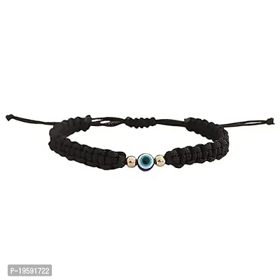 MANMORA NEW SMALL SIZE BLUE EVIL EYE WITH SMALL SIZE BALLS THRED BRACELET FOR GIRLS (BLACK TH BLUE EVIL BR)
