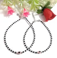 MANMORA TRENDY Pink And Black Beads Pink Evil Eye ANKLET_PACK OF 2 light weight chain HAND MADE Anklet For Girls |Women| Teenager-thumb4