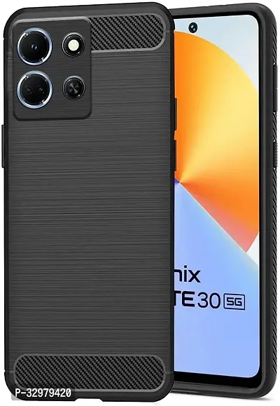 Designer Flexible Rubber Back Cover for Infinix Note 30 5G - Black-thumb0