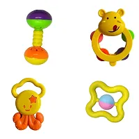 Wolfano Baby Rattles Set Of 4 Pieces | Different Shapes Shaker, Grab And Spin Rattle, Baby Toy Set | For Sensory And Motor Development Of Babies-thumb1