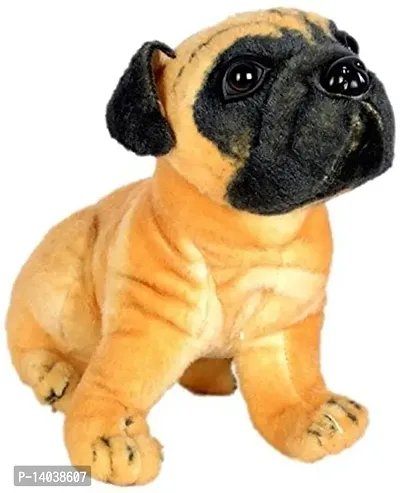 Wolfano Cute Pout Pug Dog Soft Toy | Sitting Puppy Toy Look-Alike Pet Gift For Kids Home Car Decoration (Brown , 26 Cm)(Appearance May Vary)-thumb0