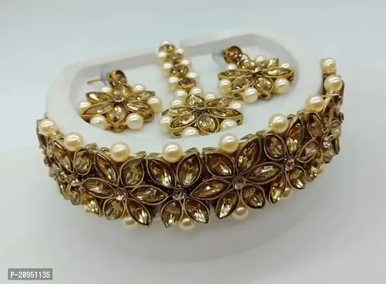 Stylish Gold Brass Beads Jewellery Set For Women-thumb0