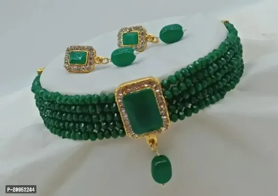 Stylish BLUE Brass Beads Jewellery Set For Women