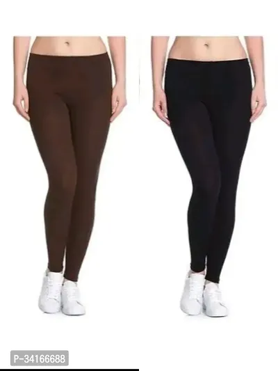 Fabulous Cotton Lycra Solid Leggings For Women Pack Of 2-thumb0