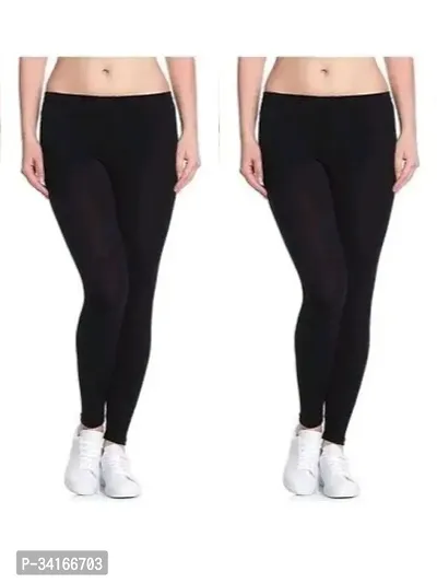 Fabulous Cotton Lycra Solid Leggings For Women Pack Of 2-thumb0