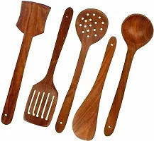 Trendy 5 Wooden Kitchen Tools For Uon Non Stick Cookware 10 Inches Each-thumb2