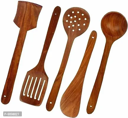 Trendy 5 Wooden Kitchen Tools For Uon Non Stick Cookware 10 Inches Each-thumb3