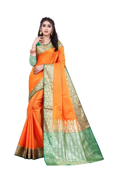 Beautiful Art Silk Woven Design Saree with Blouse piece