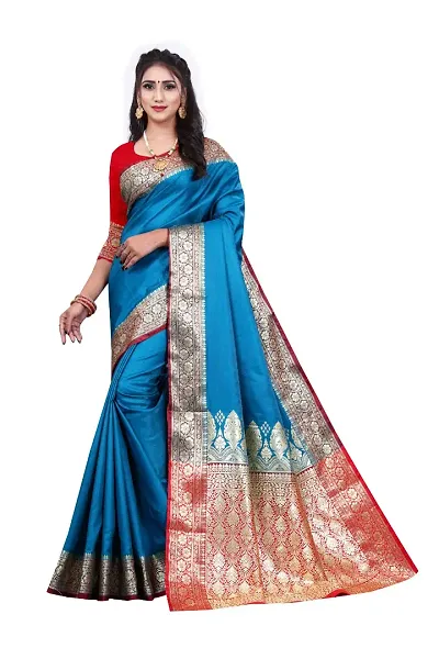 ATTIRIS Womens Art Silk Saree with Blouse Piece