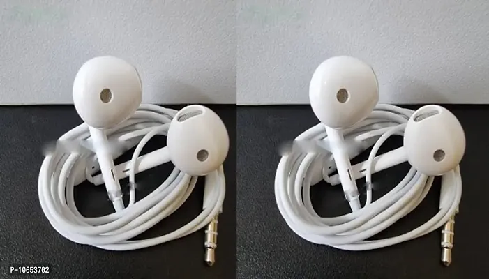 Wired Earphone  Quality Wired Earphone White Earphone Mobile Earphone Good Quality Earphone Pack Of 2
