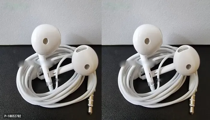 Wired Earphone  Quality Wired Earphone White Earphone Mobile Earphone Good Quality Earphone Pack Of 2-thumb0