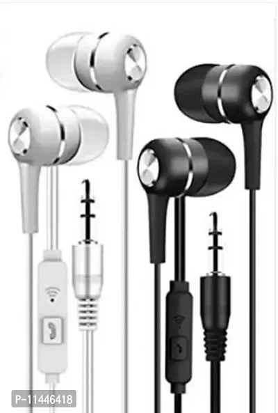 Man  Womens Bass Boosted New Designer Stylish Earphone Black And White In The Ear (Pack Of 2)