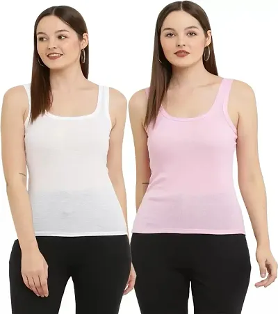 Vastans Cotton Sleeveless Camisole Slip On for Womens (Combo Pack of 2)