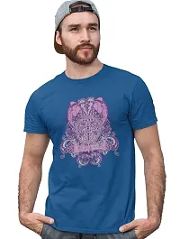 Reliable Blue Cotton Blend Printed T-Shirt For Men-thumb1