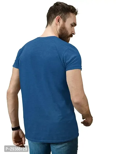 Reliable Blue Cotton Blend Printed T-Shirt For Men-thumb5