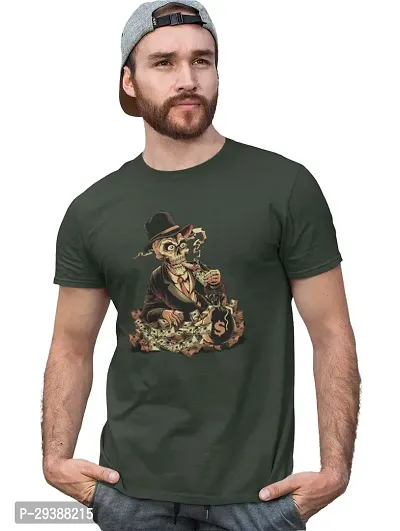 Reliable Green Cotton Blend Printed T-Shirt For Men-thumb3