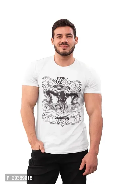 Reliable White Cotton Blend Printed T-Shirt For Men