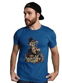 Reliable Blue Cotton Blend Printed T-Shirt For Men-thumb3