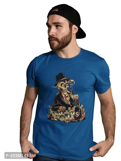 Reliable Blue Cotton Blend Printed T-Shirt For Men-thumb5