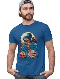 Reliable Blue Cotton Blend Printed T-Shirt For Men-thumb1