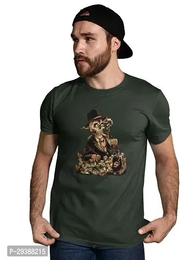 Reliable Green Cotton Blend Printed T-Shirt For Men-thumb2