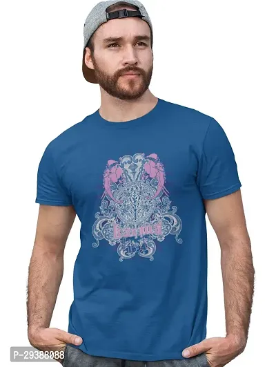 Reliable Blue Cotton Blend Printed T-Shirt For Men-thumb2