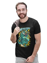 Reliable Black Cotton Blend Printed T-Shirt For Men-thumb2