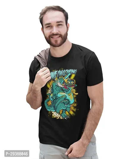 Reliable Black Cotton Blend Printed T-Shirt For Men-thumb3