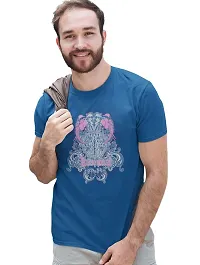 Reliable Blue Cotton Blend Printed T-Shirt For Men-thumb2