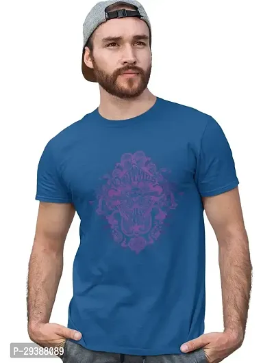 Reliable Blue Cotton Blend Printed T-Shirt For Men-thumb2